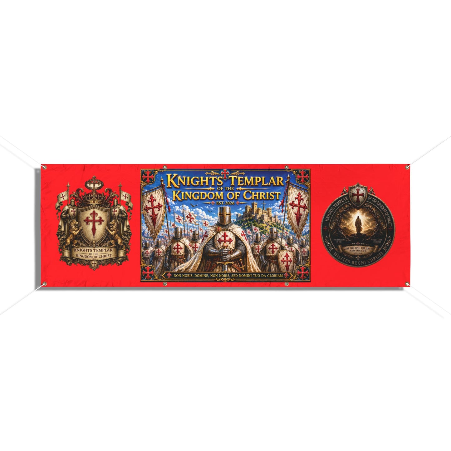Knights Templar Vinyl Banner - 'Kingdom of Christ' Shield & Crest Outdoor Banner