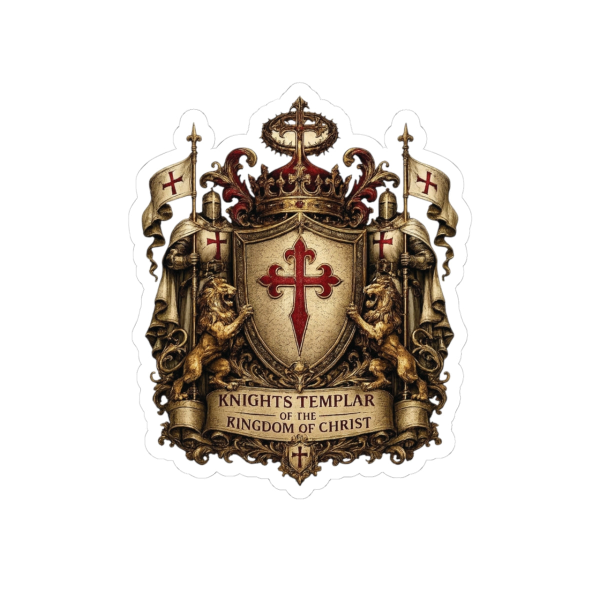 Knights Templar Crest Sticker — Kingdom of Christ Medieval Heraldry Kiss-Cut