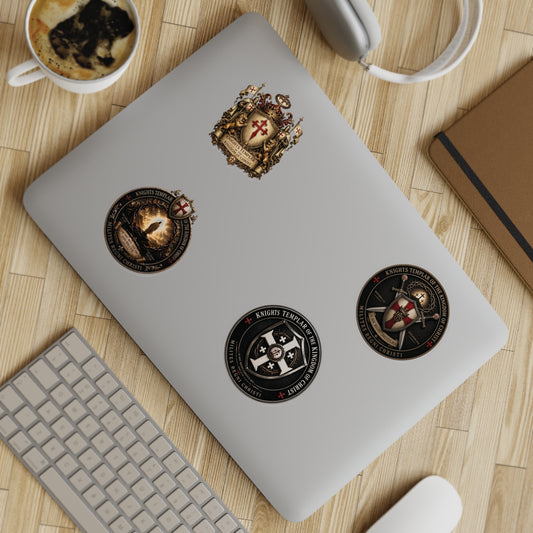 Knights Templar Shield Sticker Pack — Vintage Crusader Emblem Vinyl (10pcs)