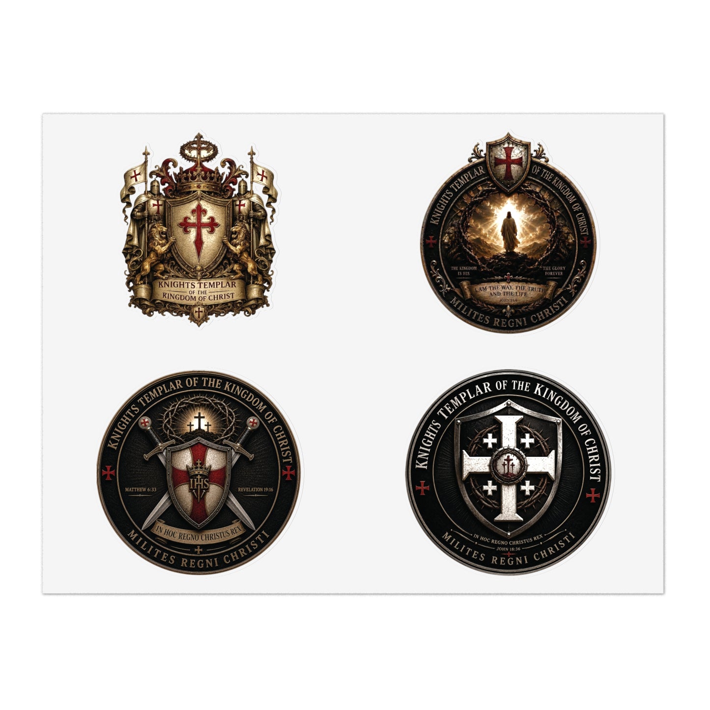 Knights Templar Shield Sticker Pack — Vintage Crusader Emblem Vinyl (10pcs)