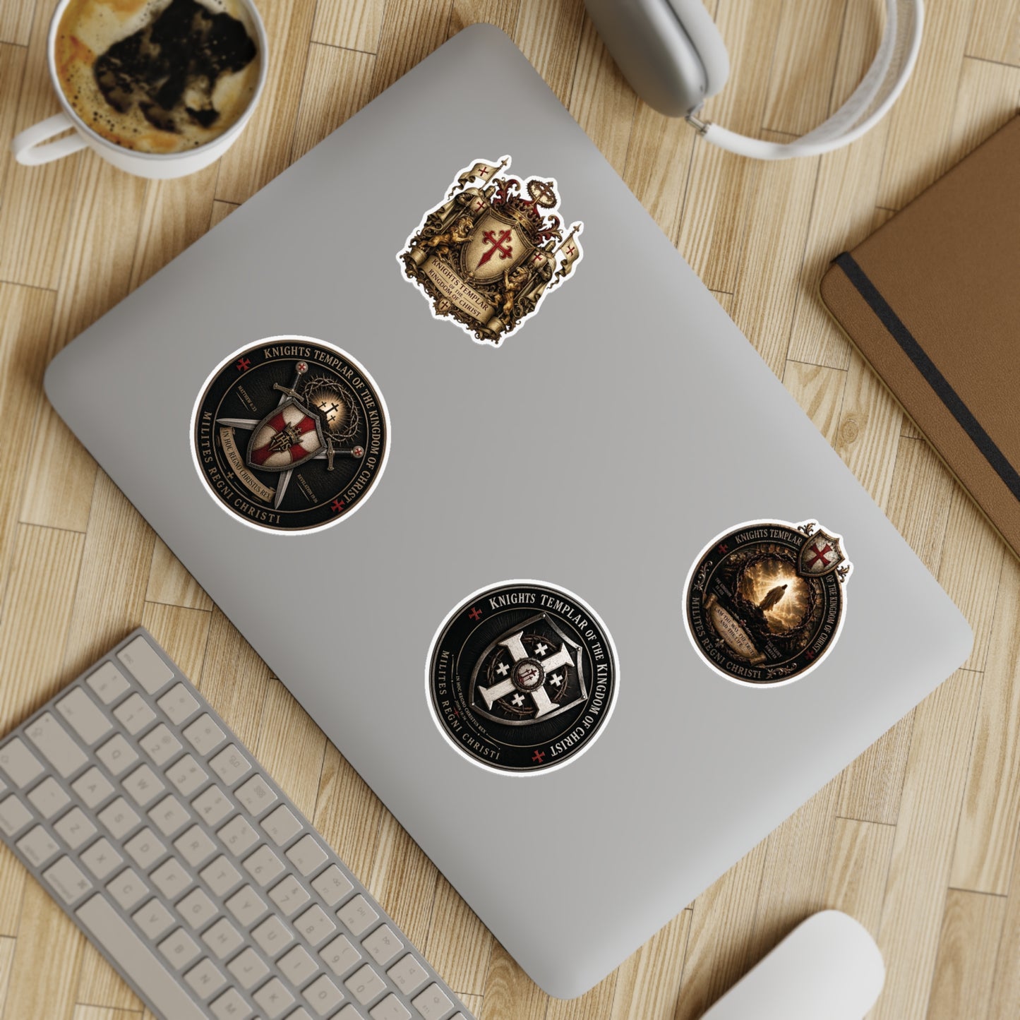Knights Templar Shield Sticker Pack — Vintage Crusader Emblem Vinyl (10pcs)
