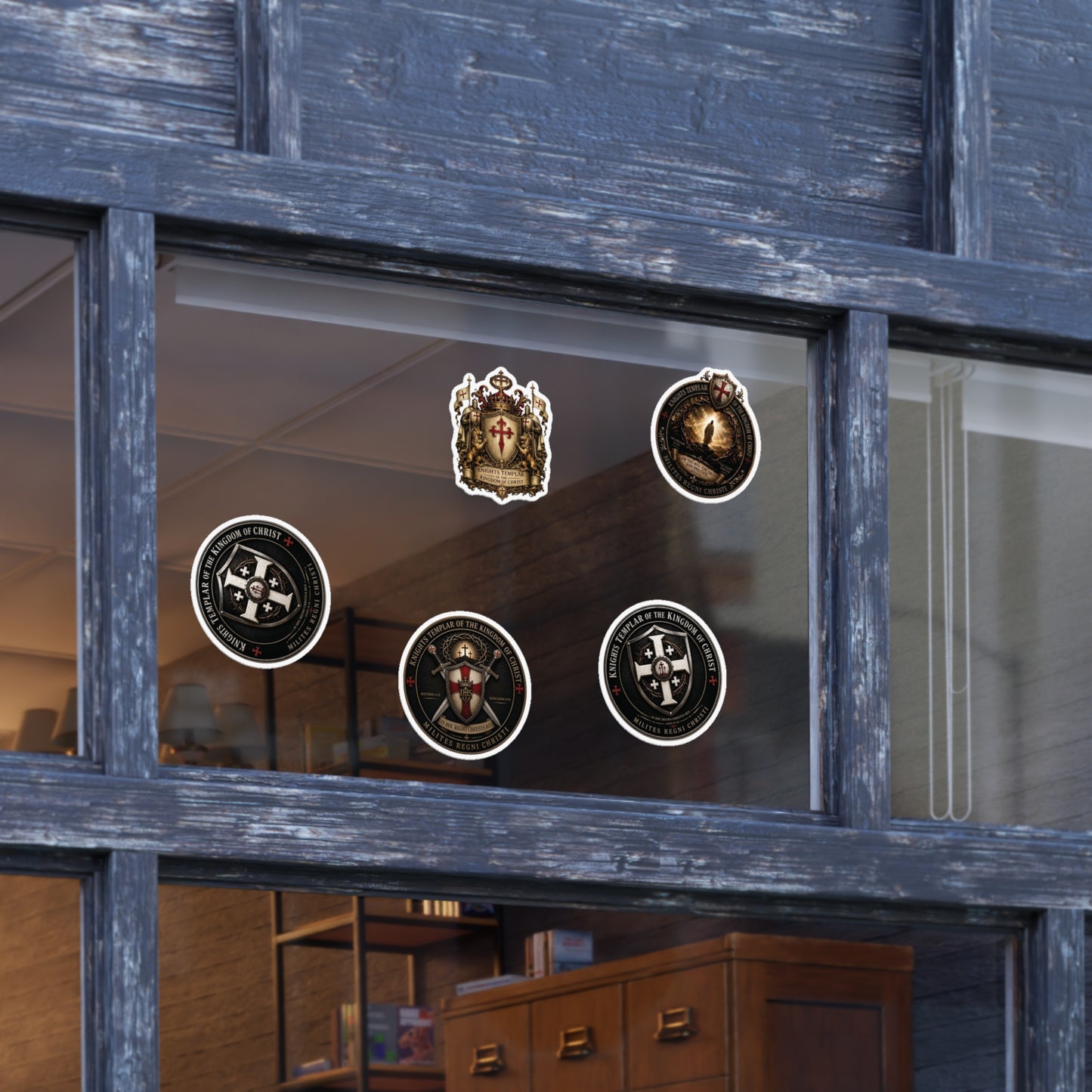 Knights Templar Shield Sticker Pack — Vintage Crusader Emblem Vinyl (10pcs)