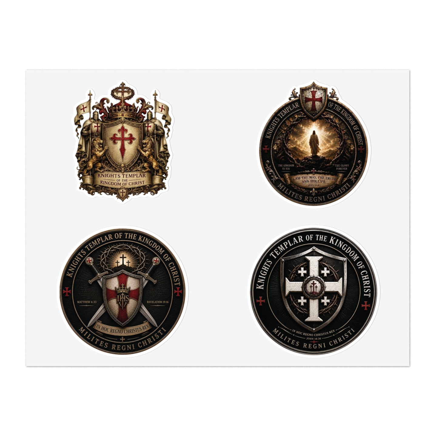 Knights Templar Shield Sticker Pack — Vintage Crusader Emblem Vinyl (10pcs)